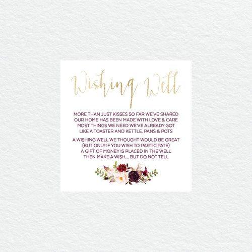 Floral Marsala Wishing Well Card