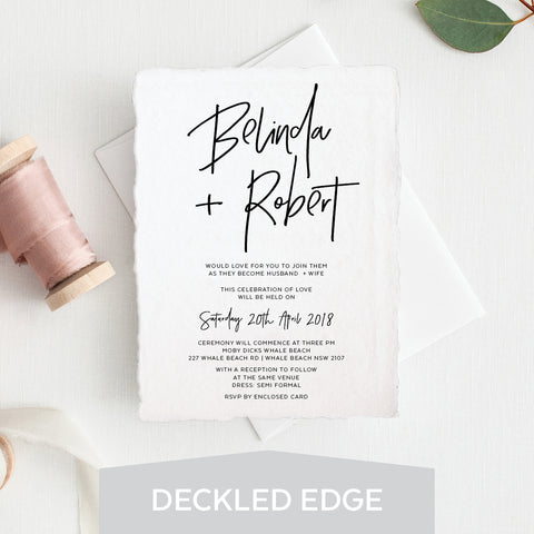 You and Me Deckled Edge Invitation