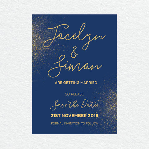 Deep Blue Save the Date Card