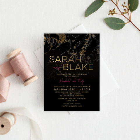 Modern Marble Engagement Invitation