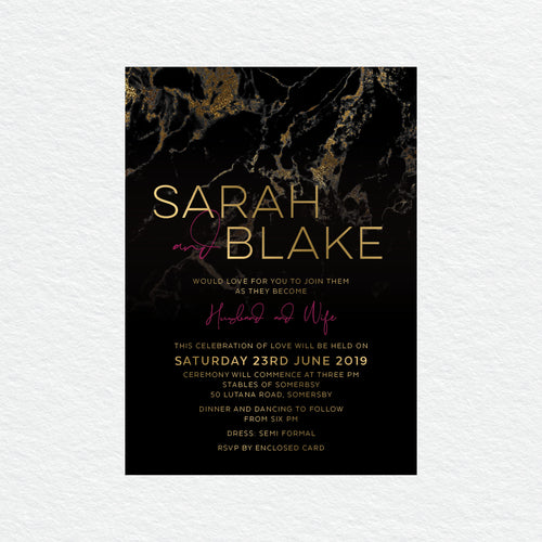 Gold Marble Rectangle Invitation