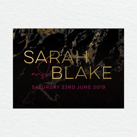 Gold Marble Save the Date Card