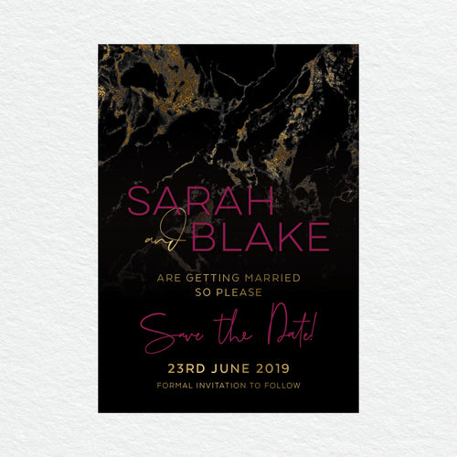 Gold Marble Save the Date Card