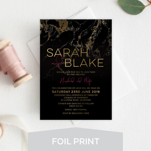 Gold Marble Foil Invitation