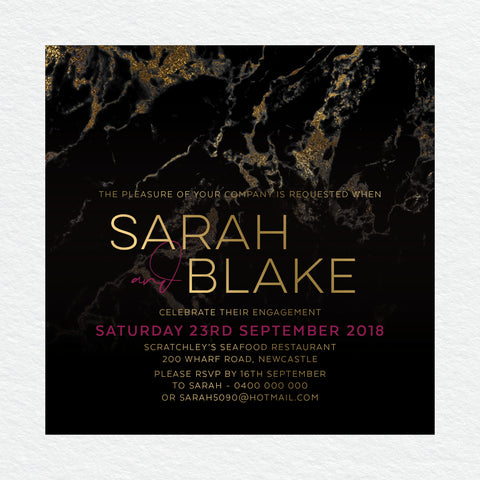 Modern Marble Engagement Invitation