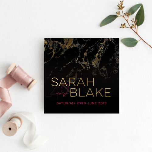 Gold Marble Square Invitation