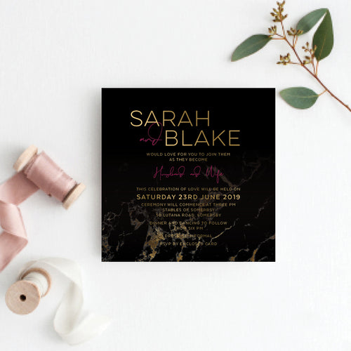 Gold Marble Square Invitation