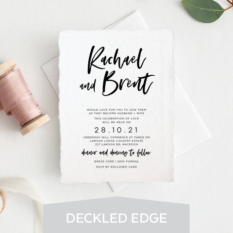 Botanical Wreath Deckled Edge Invitation