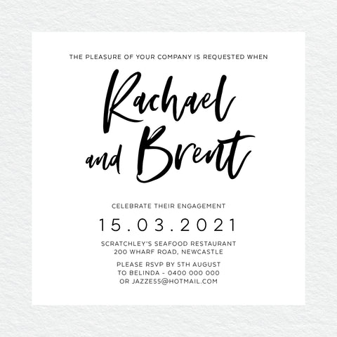 Ebony Script Engagement Invitation