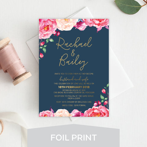 Modern Monogram Foil Invitation