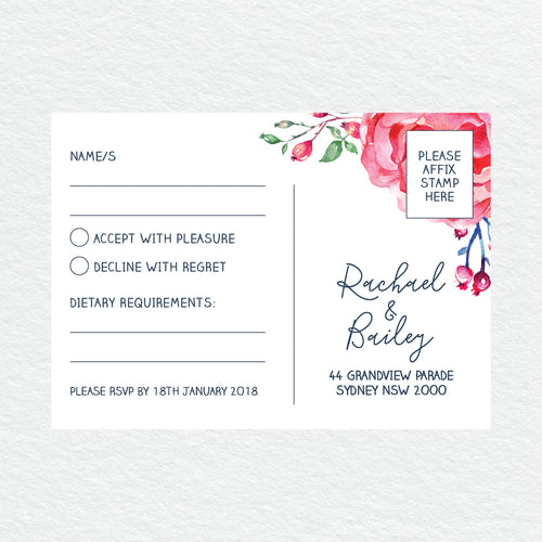 In Bloom (Navy) RSVP Card