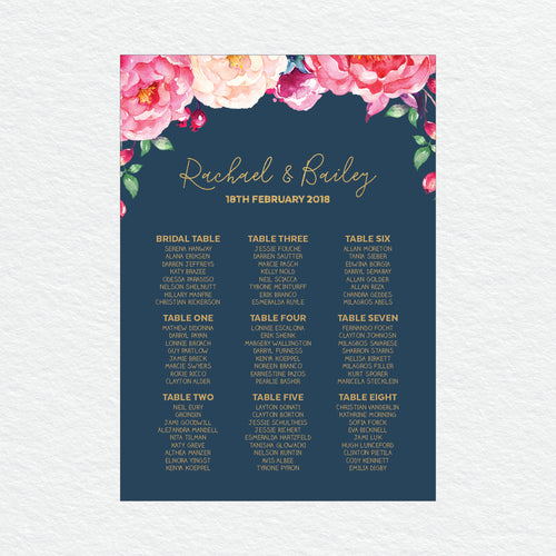 In Bloom (Navy) Seating Chart