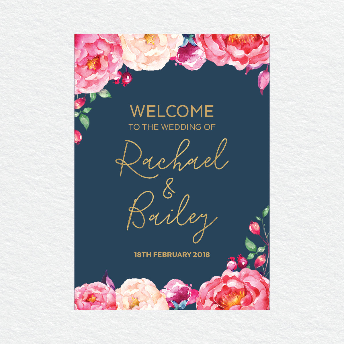 In Bloom (Navy) Welcome Sign