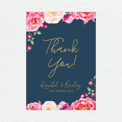 In Bloom (Navy) Thankyou Cards
