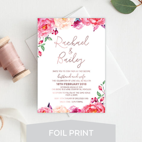 Watercolour Love Foil Invitation