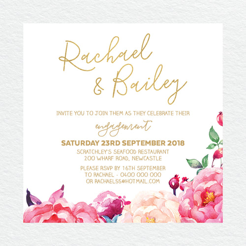 In Bloom (White) Engagement Invitation