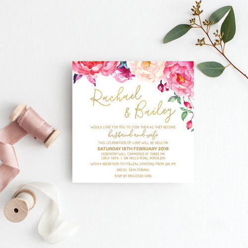 In Bloom (White) Square Invitation