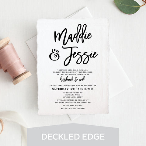 You and Me Deckled Edge Invitation