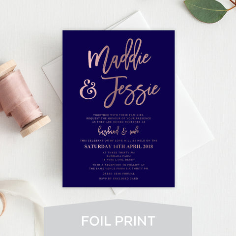 Floral Marsala Foil Invitation