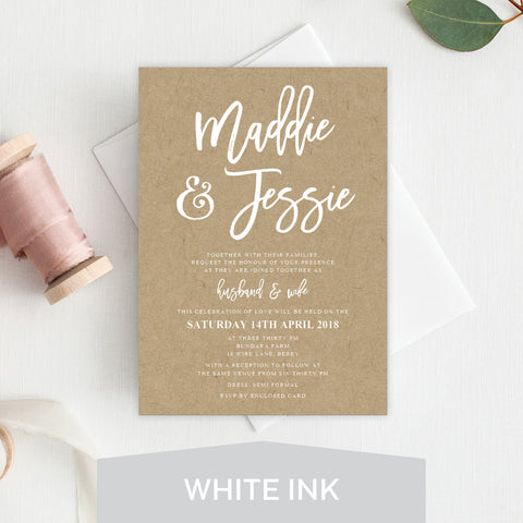 Woodland Whimsy White Ink Invitation