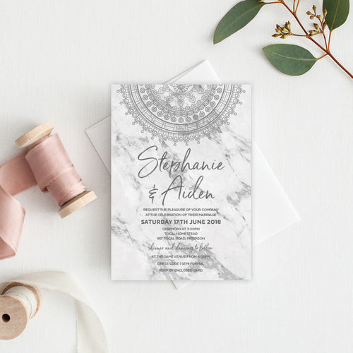 Marble Mandala Rectangle Invitation