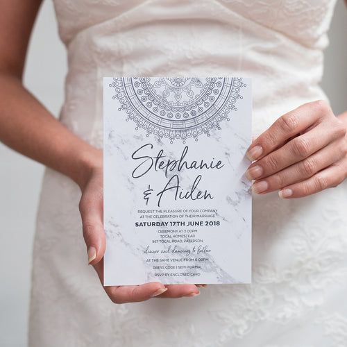 Marble Mandala Rectangle Invitation