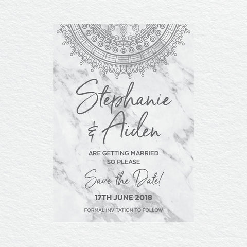 Modern Marble Save the Date Card