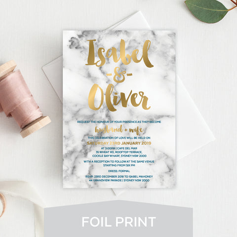 Watercolour Love Foil Invitation