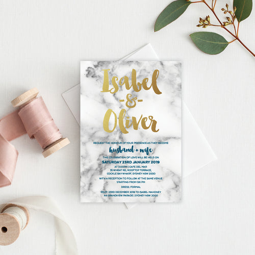 Modern Marble Rectangle Invitation