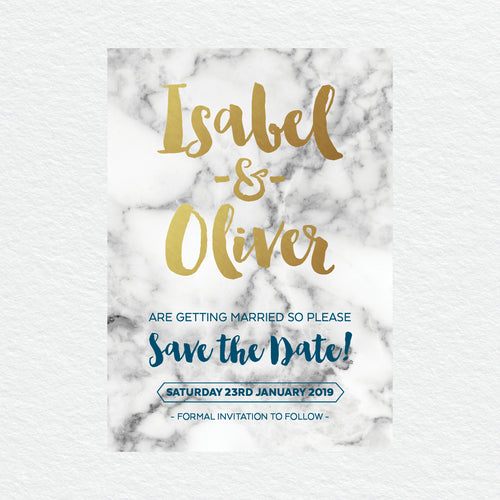 Modern Marble Save the Date Card