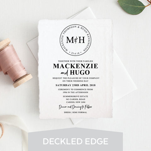 You and Me Deckled Edge Invitation