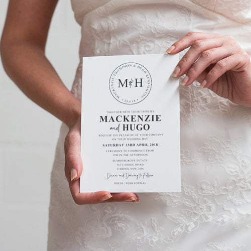 Modern Monogram Rectangle Invitation