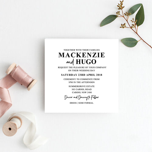 Modern Monogram Square Invitation