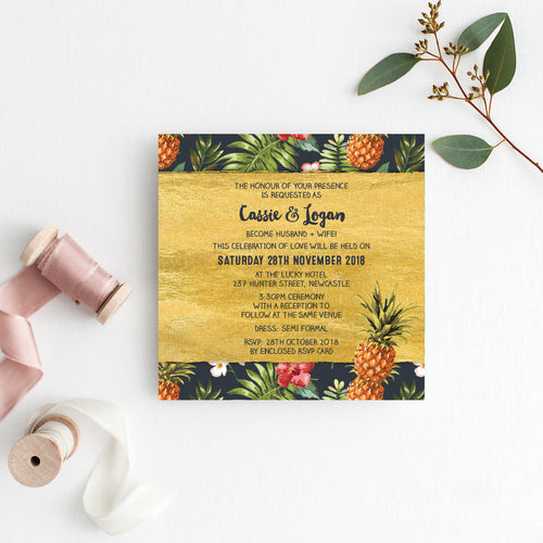 Pineapple Punch Square Invitation