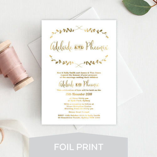 Rustic Laurels Foil Invitation