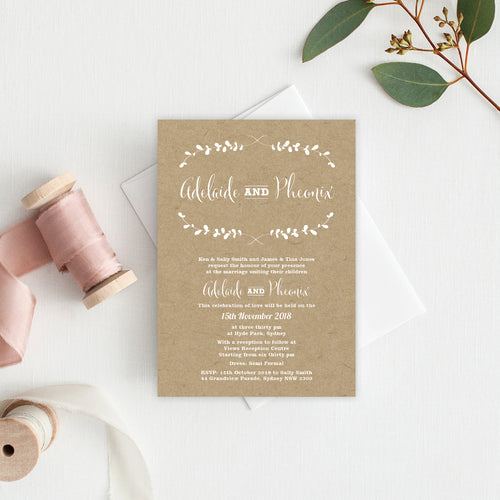 Rustic Laurels Rectangle Invitation