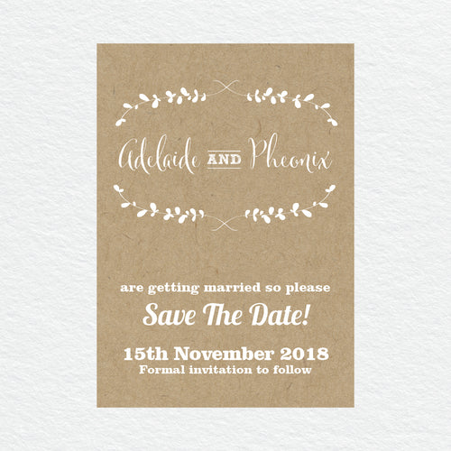 Rustic Laurels Save the Date Card