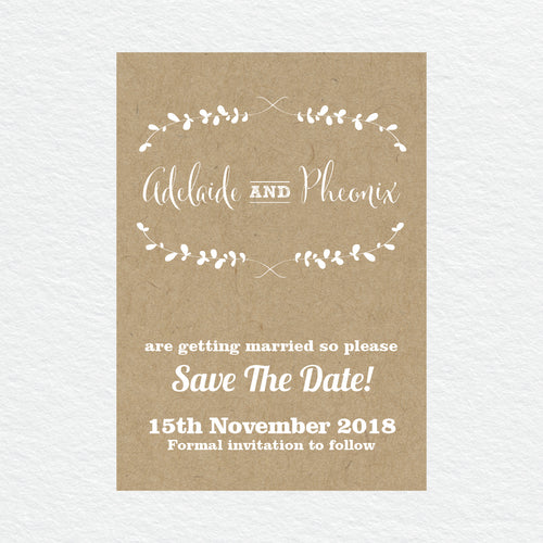 Rustic Laurels Save the Date Card