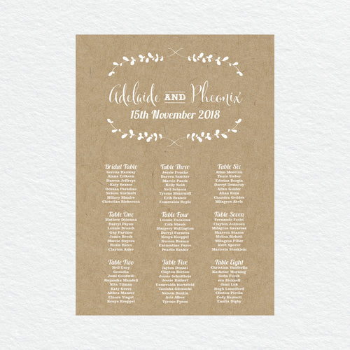 Rustic Laurels Seating Chart