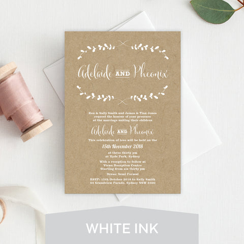 Fresh Type White Ink Invitation