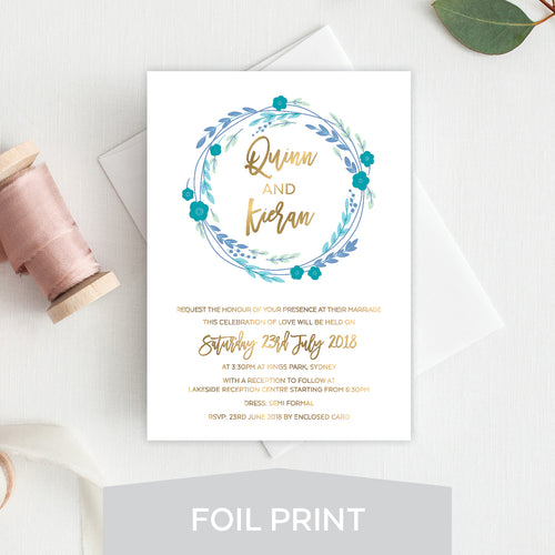 Rustic Wreath Foil Invitation