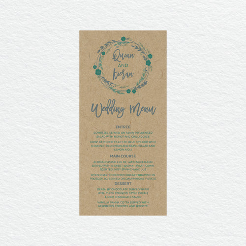 Rustic Wreath Menu
