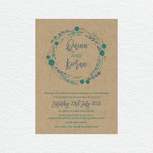 Rustic Wreath Rectangle Invitation