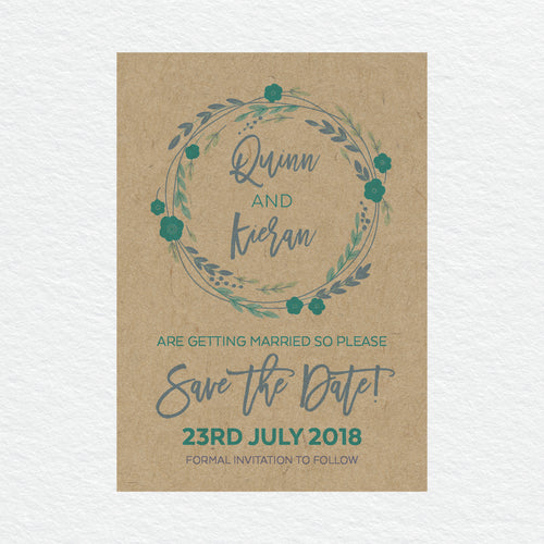 Rustic Wreath Save the Date Card