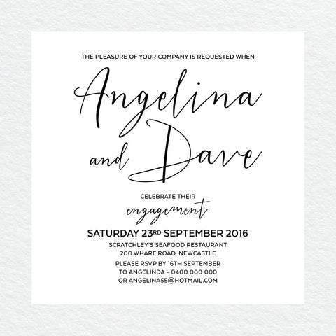 Ebony Script Engagement Invitation