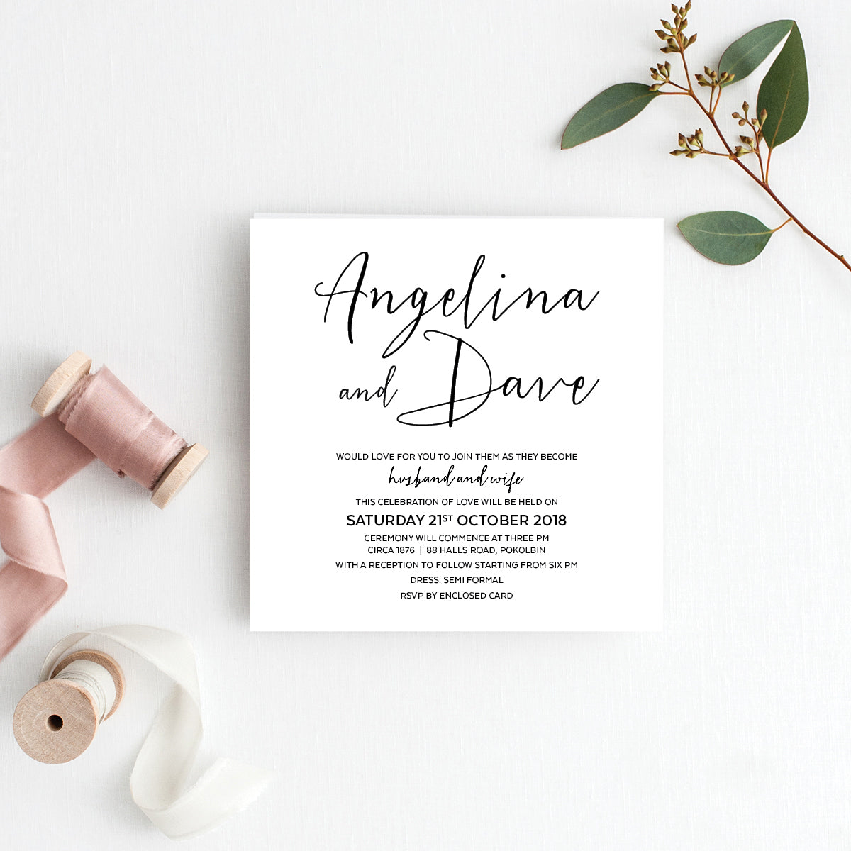 Sweet Type Square Invitation