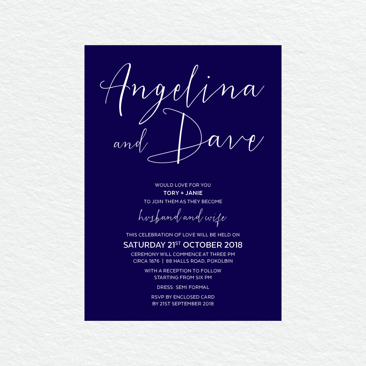 Sweet Type White Ink Invitation