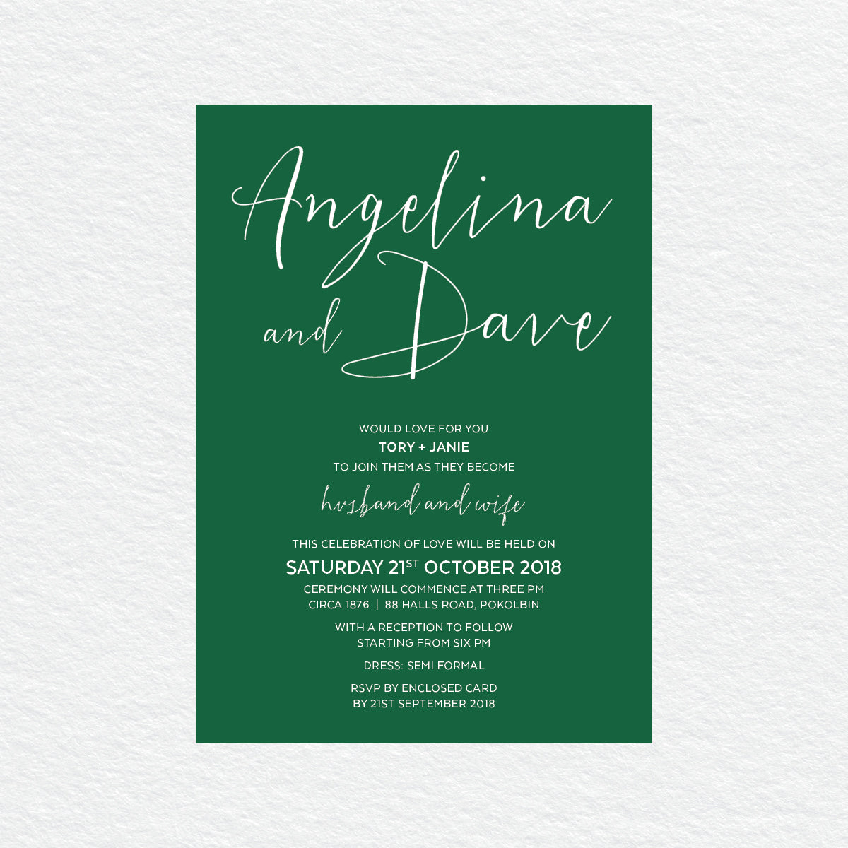 Sweet Type White Ink Invitation