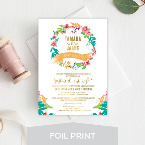 Tropical Celebration Foil Invitation