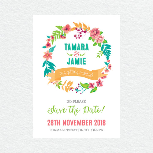 Tropical Celebration Save the Date Card